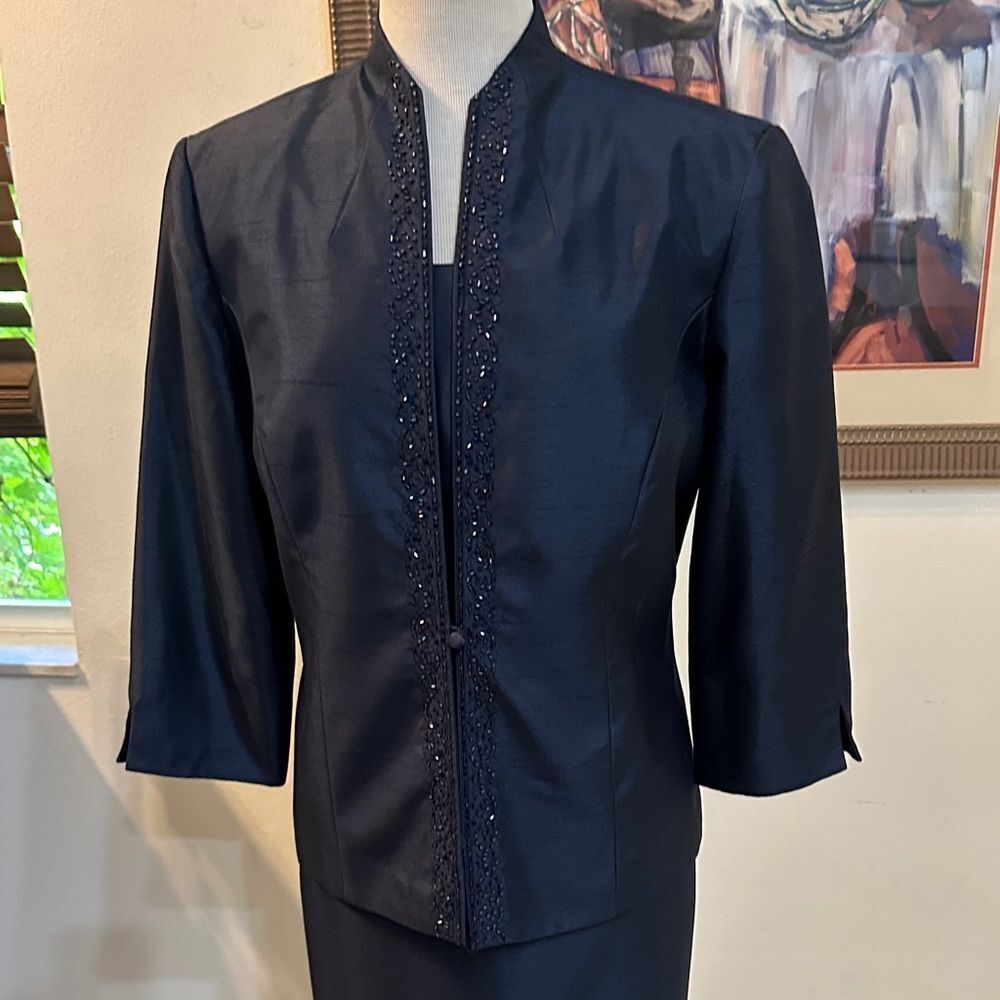 JESSICA HOWARD Evenings Elegant Navy  Gown w/ Crystal Embellished Jacket Size 12 - Picture 6 of 16